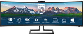 PHILIPS 499P9H | 49 INCH ULTRAWIDE CURVED | 5120X1440 QHD| 32:09 | HDMI | DISPLAYPORT| USB C | ZWART