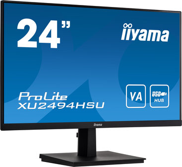 IIYAMA ProLite XU2494HSU-B1 - 24 inch - 1920x1080 - 16:9 - DisplayPort - HDMI - VGA - zwart