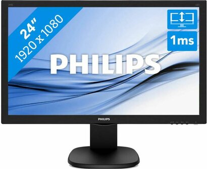 Philips 243S5LHMB - 24 inch - 1920x1080 (Full HD) - HDMI - VGA - Zwart