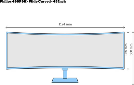 PHILIPS 499P9H | 49 INCH ULTRAWIDE CURVED | 5120X1440 QHD| 32:09 | HDMI | DISPLAYPORT| USB C | ZWART