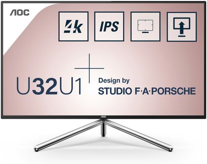 AOC U32U1 - 32 inch - 3840x2160 4K - 16:9 - HDMI - DP  - USB C - 60Hz - Zwart