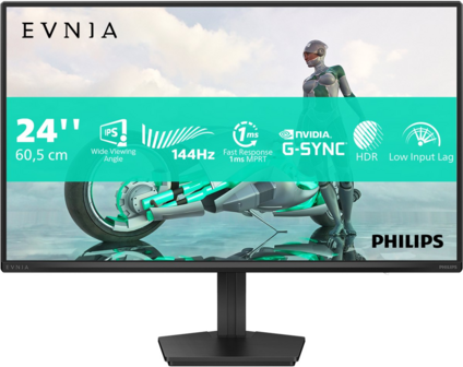 PHILIPS EVNIA 3000 SERIES | 24 inch | 1920x1080 | 16:9 | 144HZ | DP | HDMI | ZWART