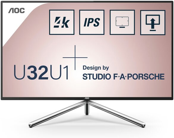 AOC U32U1 - 32 inch - 3840x2160 4K - 16:9 - HDMI - DP  - USB C - 60Hz - Zwart